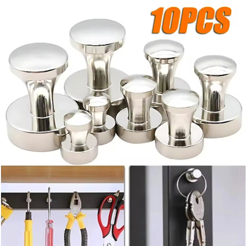 Fishing Equipment And Accessories - แม่เหล็กตกปลาแบบแข็งแรงพิเศษ 10 ชิ้น พร้อมตะขอแม่เหล็กสำหรับงานหนัก แม่เหล็กนีโอไดเมียมแบบมีรูฝังหัวสกรู