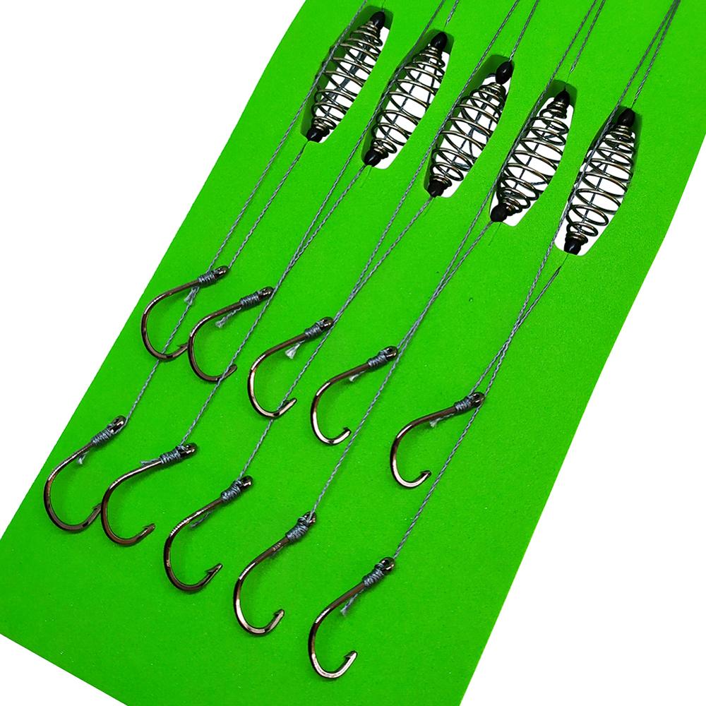 Snell Fishing Rig - ตะขอเบ็ดตกปลาคาร์พแบบมีสายติดเหยื่อ 5 ชิ้น ขนาด 7 #