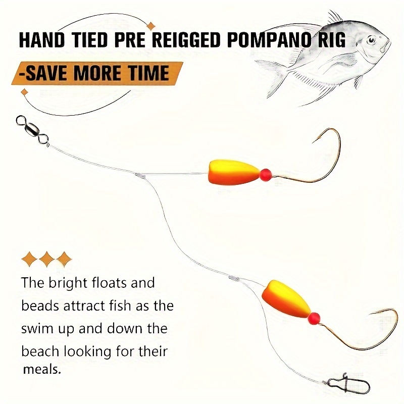 3pcs Pompano Rigs Surf Fishing - Snell Fishing Rig บทวิจารณ์และราคา