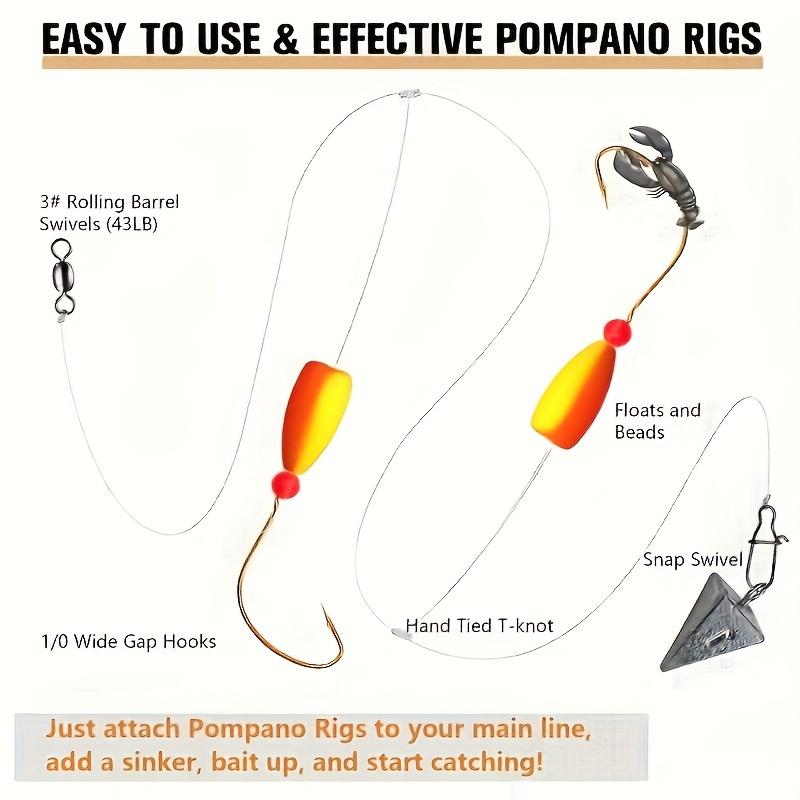 3pcs Pompano Rigs Surf Fishing - Snell Fishing Rig บทวิจารณ์และราคา